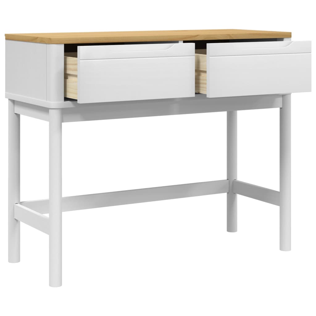 vidaXL Mesa consola FLORO 89,5x36,5x73 cm pinho maciço branco