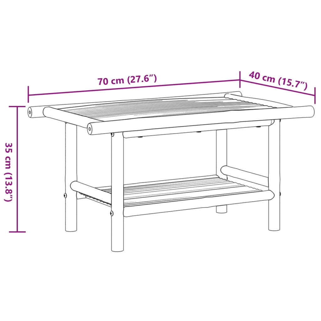 vidaXL Mesa de centro 70x40x35 cm bambu