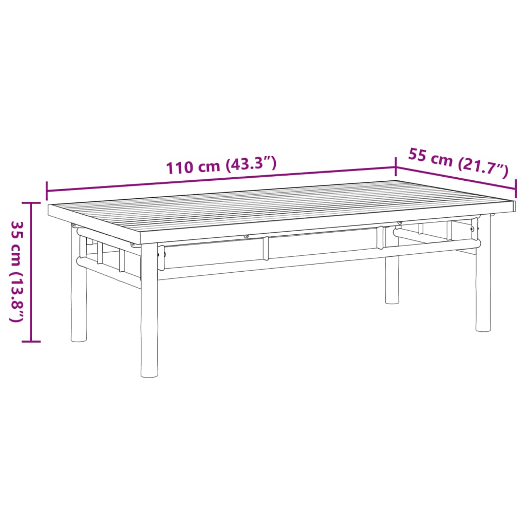 vidaXL Mesa de centro 110x55x35 cm bambu