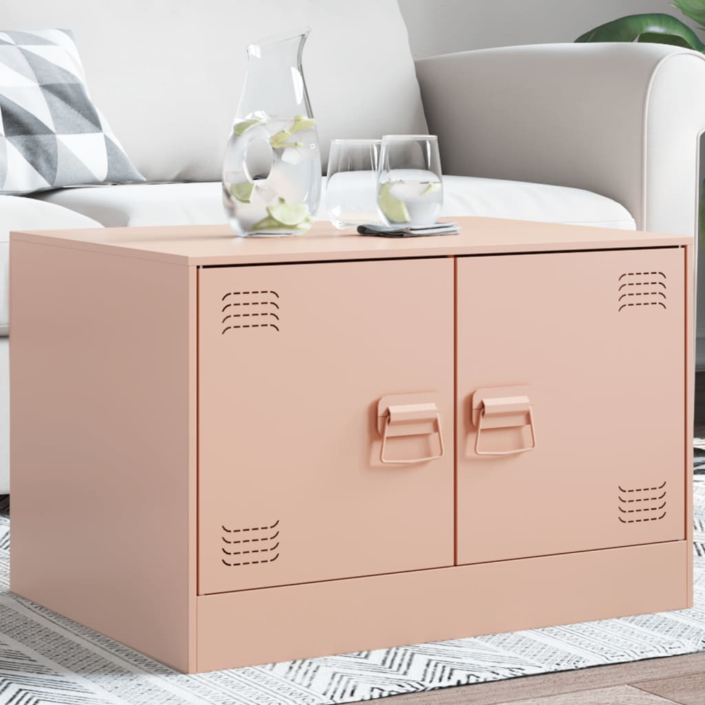 vidaXL Mesa de centro 67x50x44 cm aço rosa