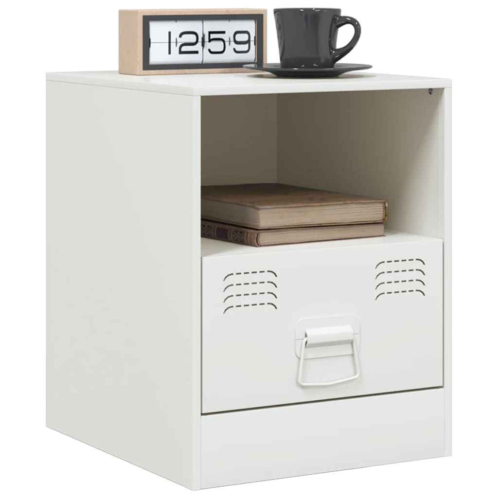 vidaXL Mesa de cabeceira 34,5x39x44 cm aço branco