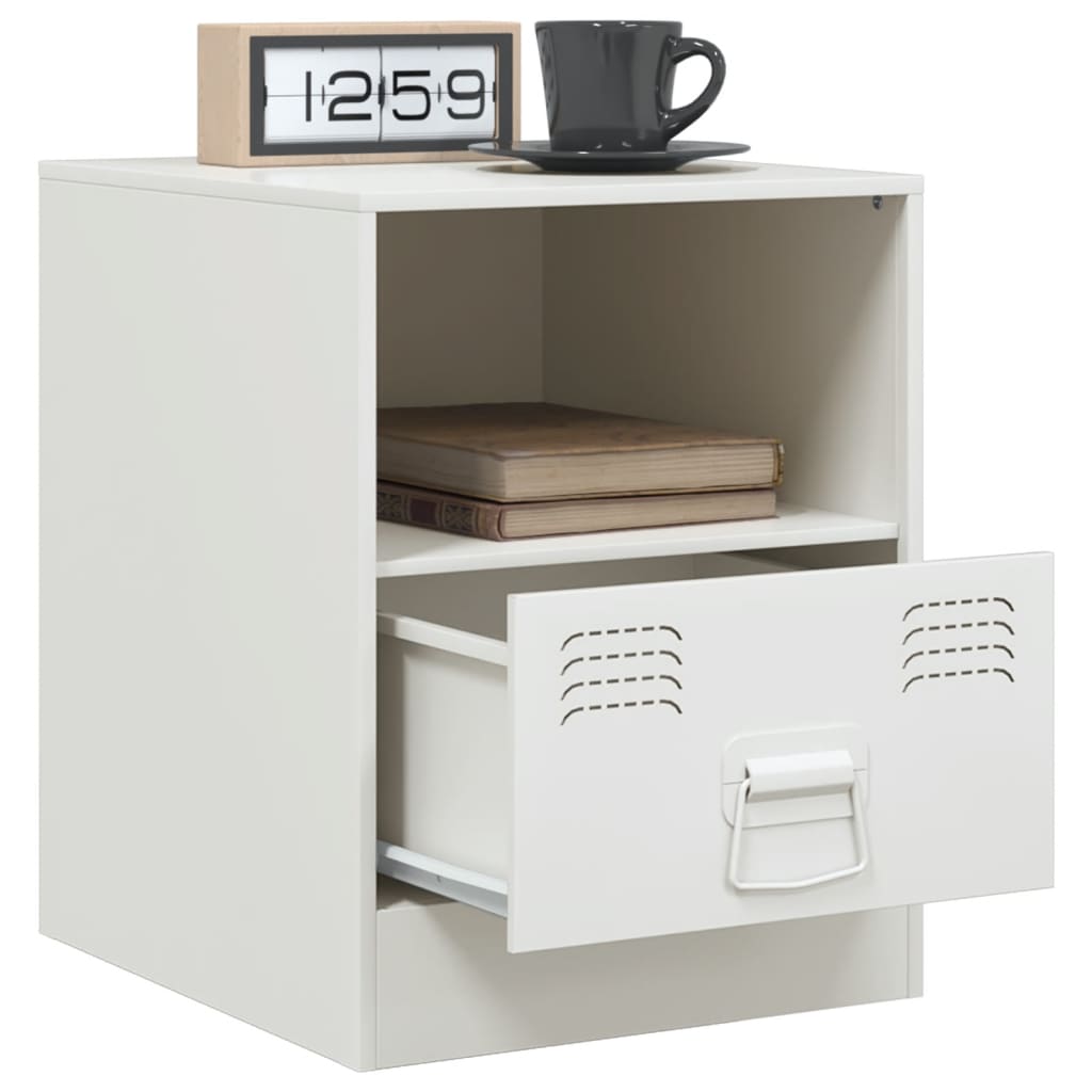 vidaXL Mesa de cabeceira 34,5x39x44 cm aço branco