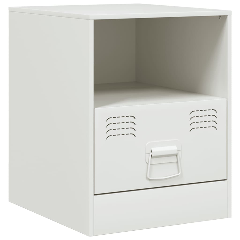 vidaXL Mesa de cabeceira 34,5x39x44 cm aço branco