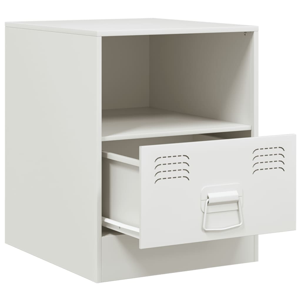 vidaXL Mesa de cabeceira 34,5x39x44 cm aço branco