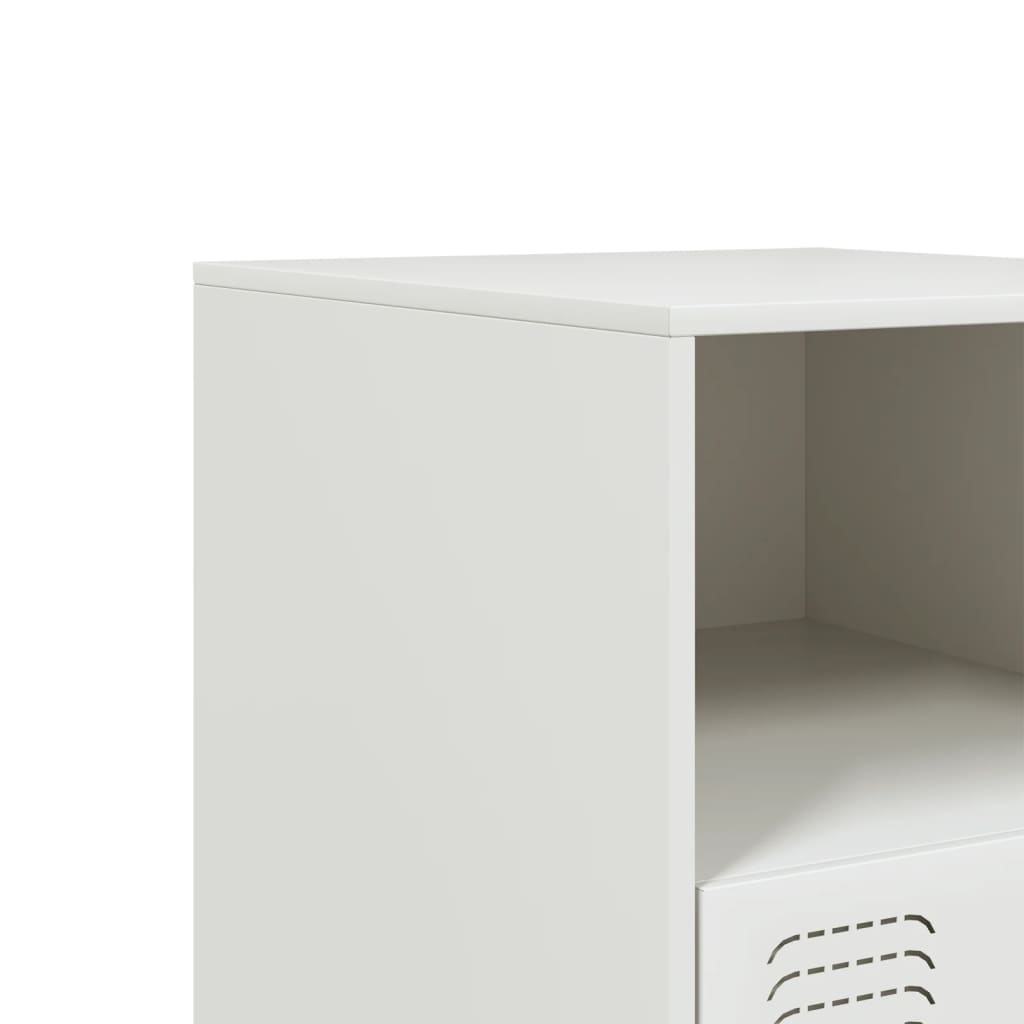 vidaXL Mesa de cabeceira 34,5x39x44 cm aço branco