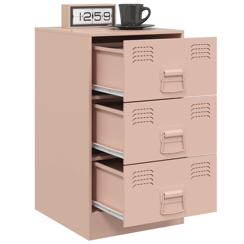 vidaXL Mesa de cabeceira 34,5x39x62 cm aço rosa