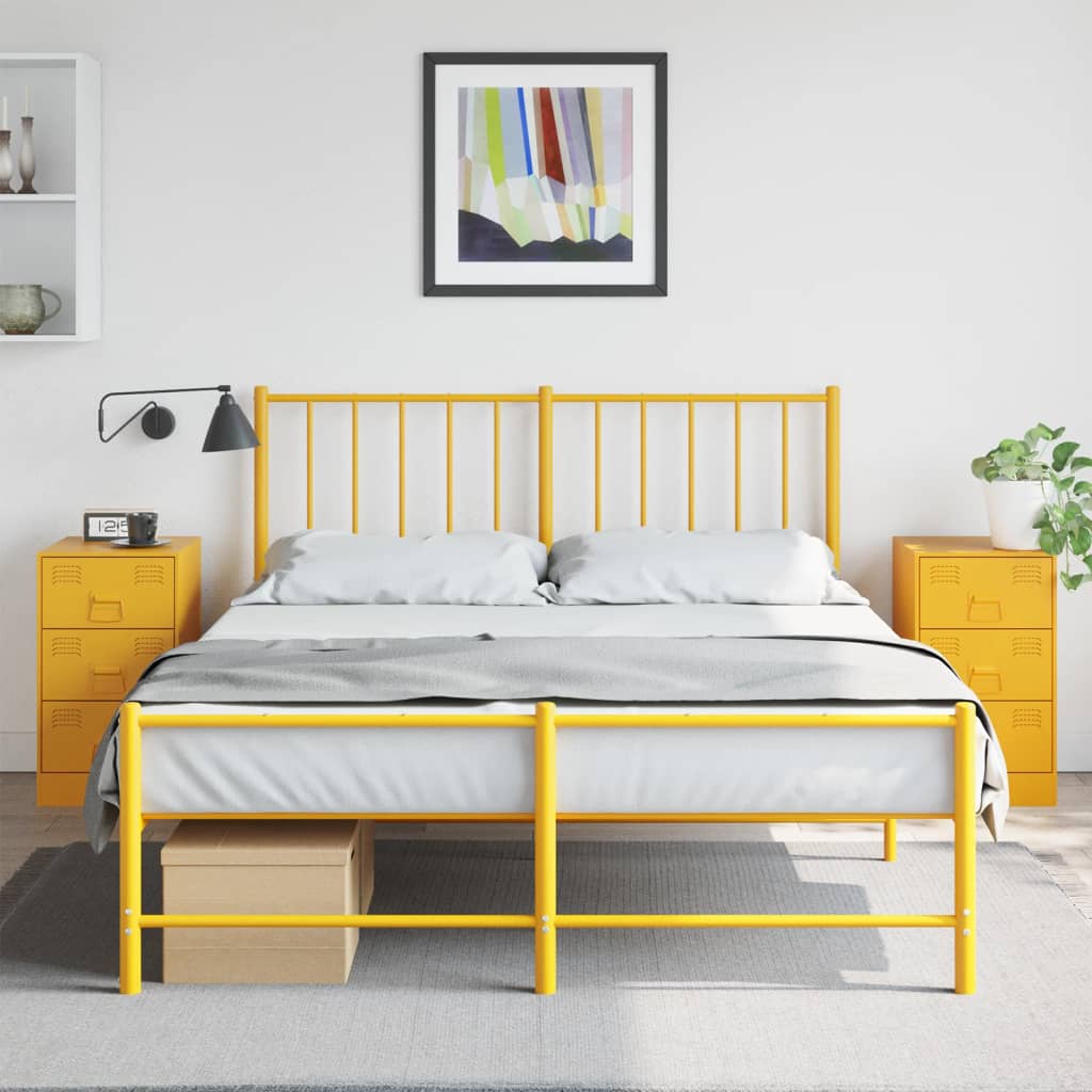 vidaXL Mesas de cabeceira 2 pcs 34,5x39x62 cm aço amarelo mostarda