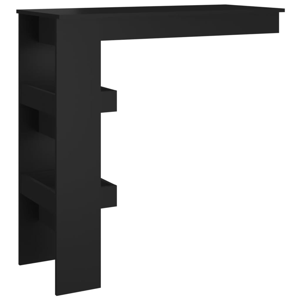 vidaXL Mesa de bar p/ parede 102x45x103,5 cm derivados madeira preto