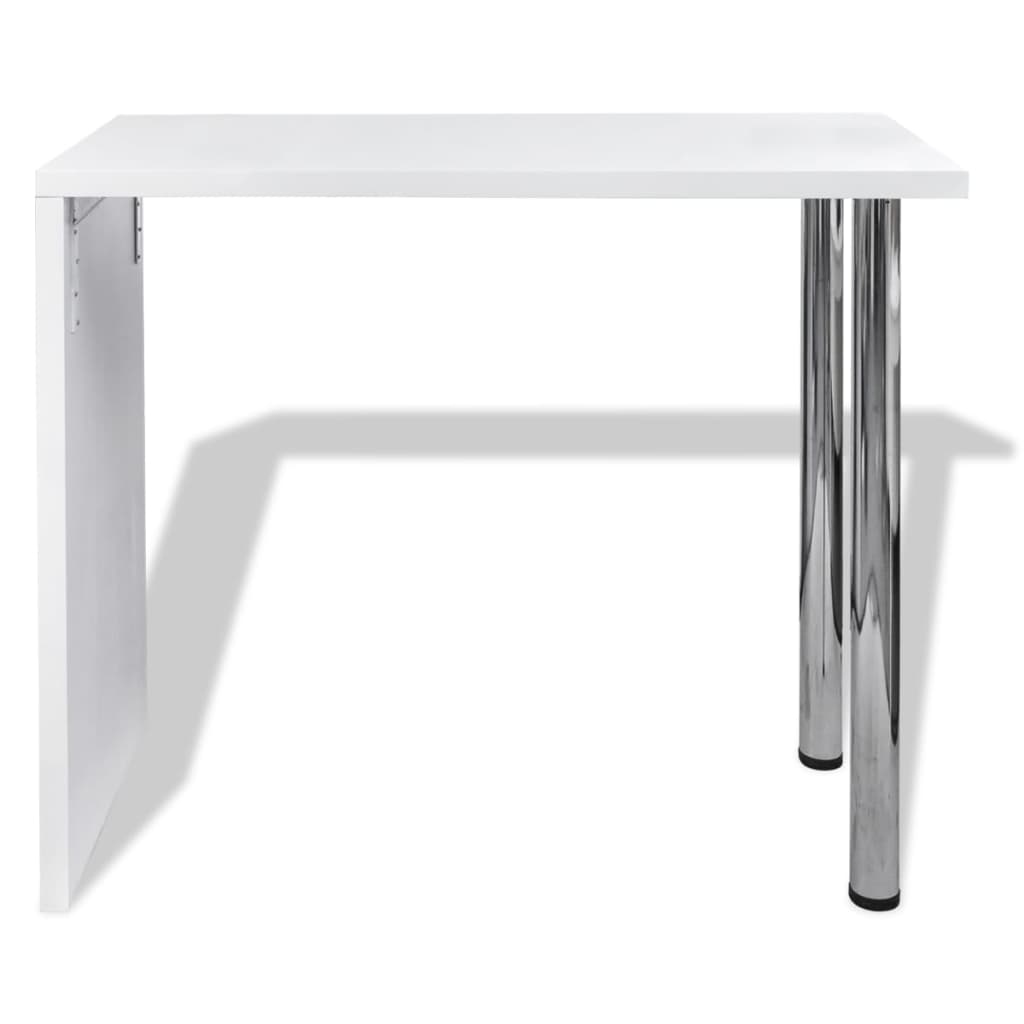 vidaXL Mesa de bar em MDF com 2 pernas de aço, branco brilhante