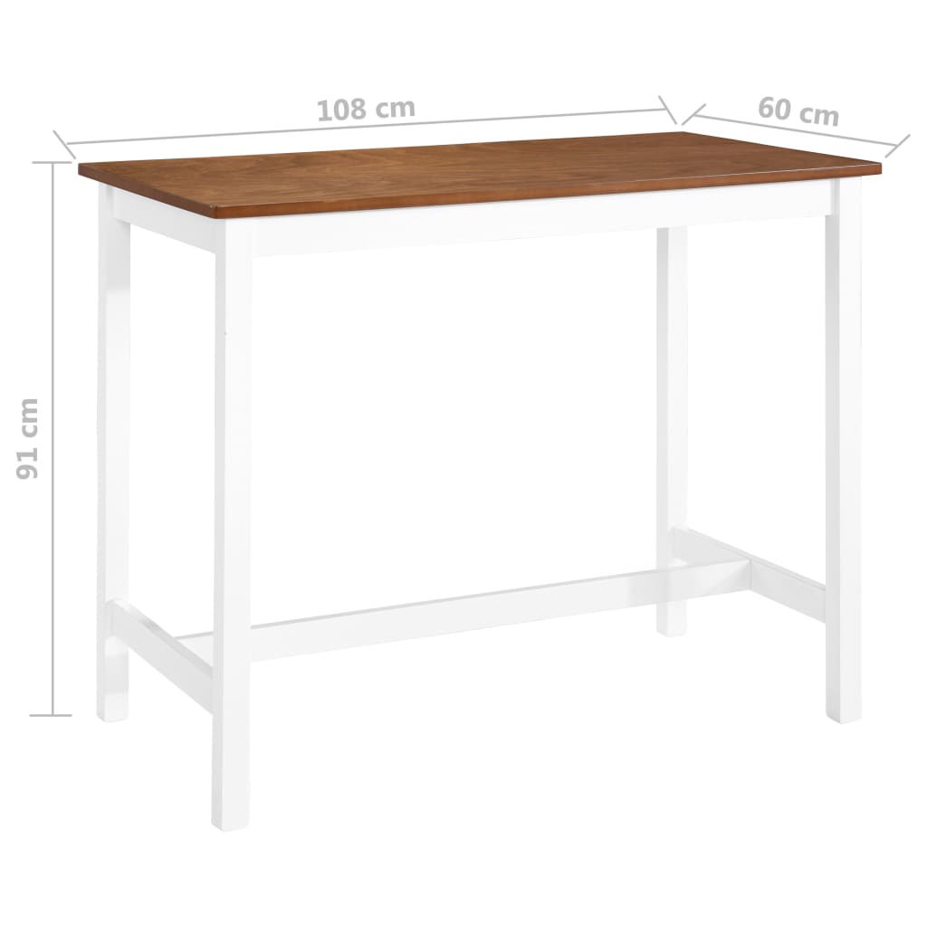 vidaXL Mesa de bar em madeira maciça 108x60x91 cm