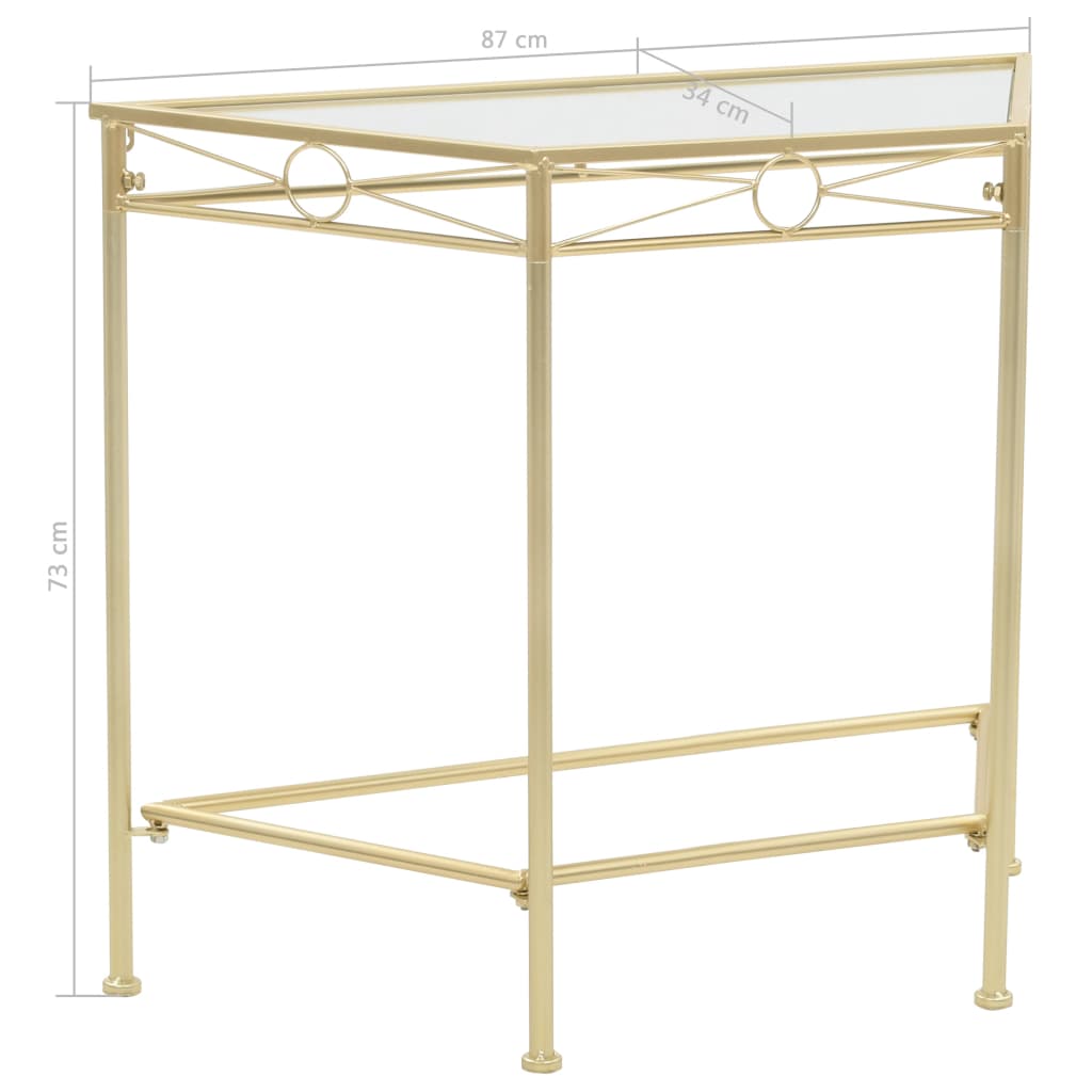 vidaXL Mesa de apoio estilo vintage metal 87x34x73 cm dourado