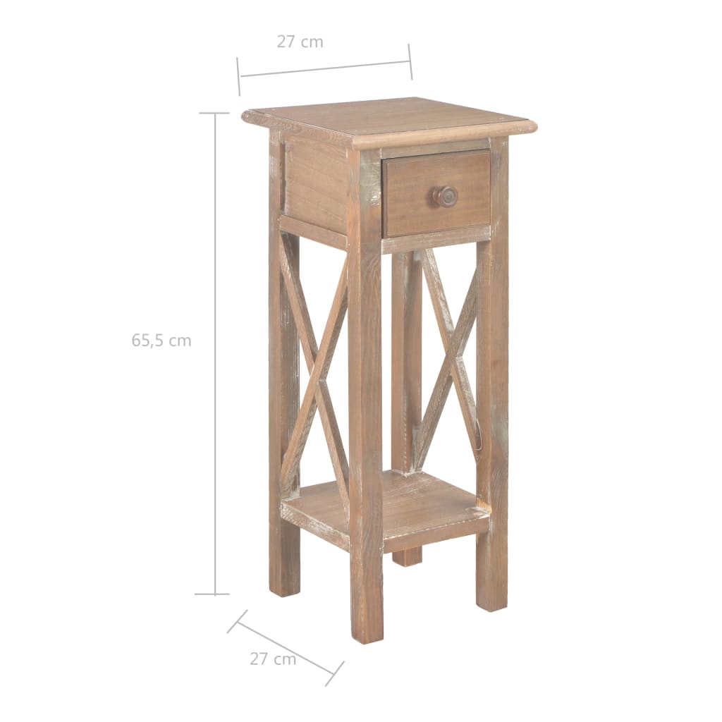 vidaXL Mesa lateral castanho 27x27x65,5 cm madeira