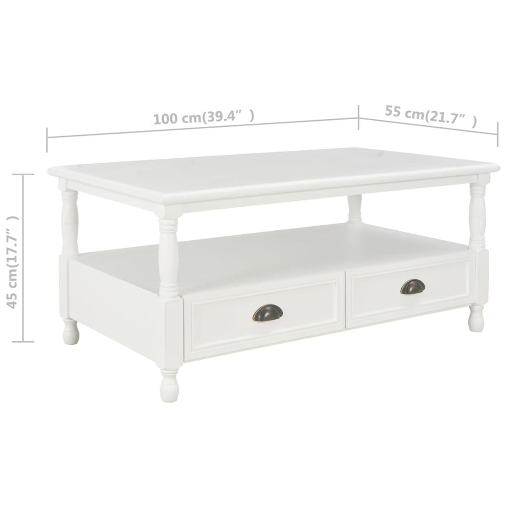 vidaXL Mesa de centro 100x55x45 cm madeira branco