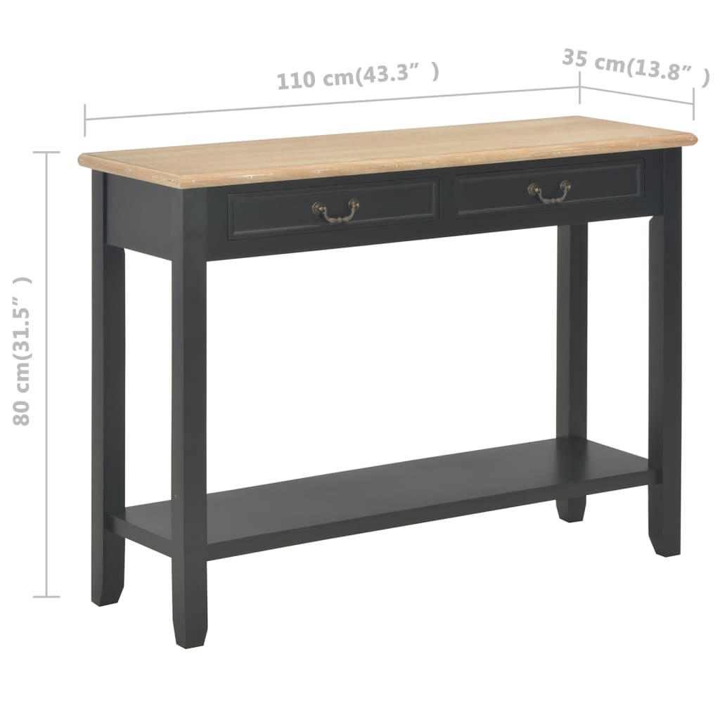 vidaXL Mesa consola 110x35x80 cm madeira preto