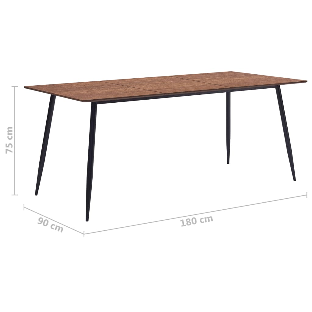 vidaXL Mesa de jantar 180x90x75 cm MDF castanho