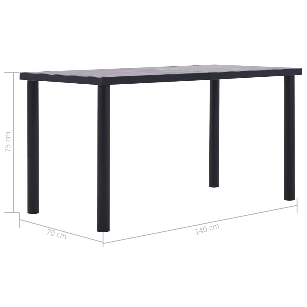 vidaXL Mesa de jantar 140x70x75 cm MDF preto e cinzento cimento