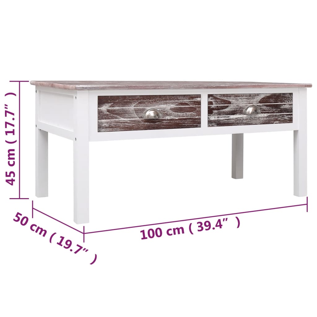 vidaXL Mesa de centro 100x50x45 cm madeira castanho