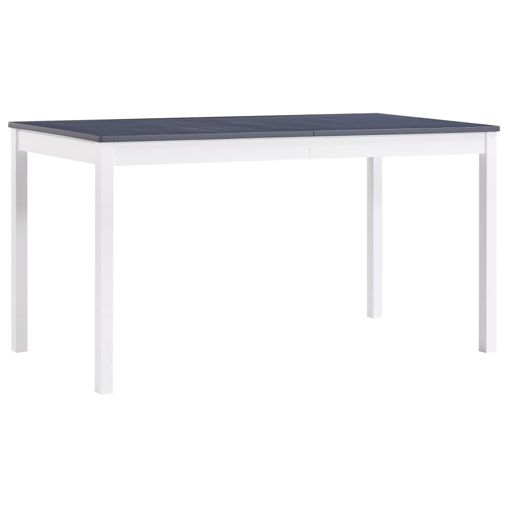 vidaXL Mesa de jantar 140x70x73 cm madeira de pinho branco e cinzento