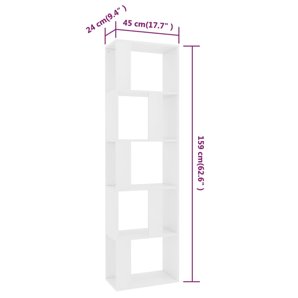 vidaXL Estante/divisória 45x24x159 cm contraplacado branco