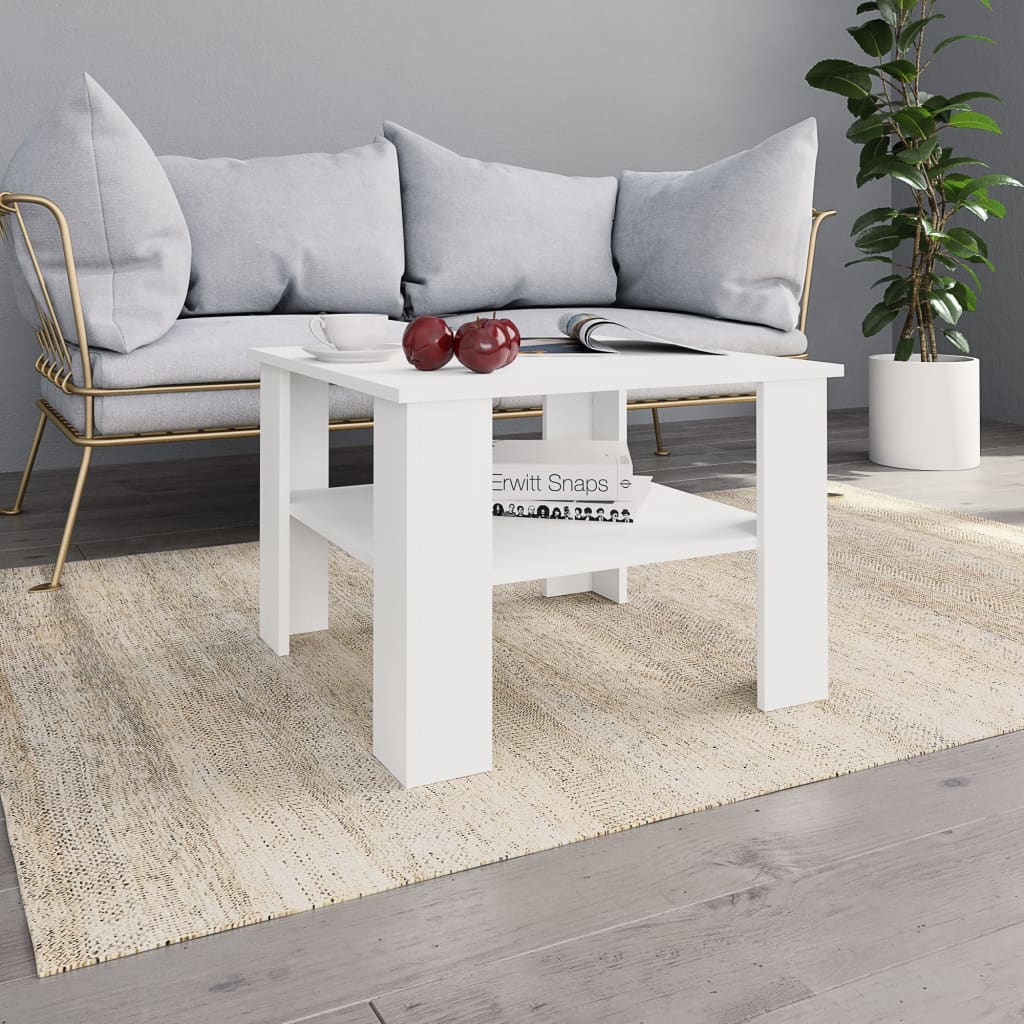 vidaXL Mesa de centro 60x60x42 cm contraplacado branco