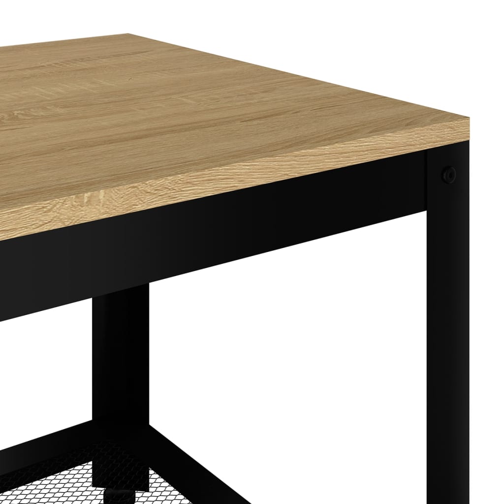 vidaXL Mesa de centro 90x45x45 cm MDF e ferro castanho-claro e preto