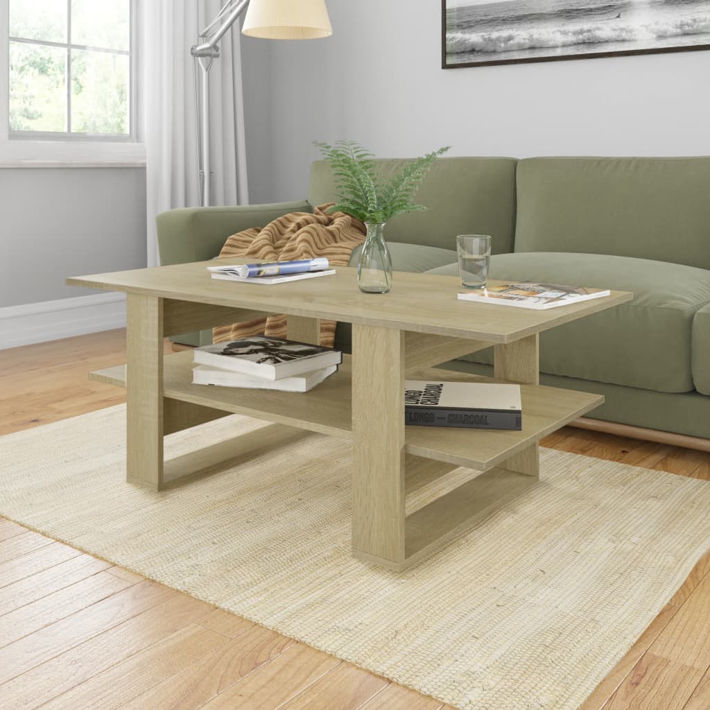 vidaXL Mesa de centro 110x55x42 cm contraplacado carvalho sonoma