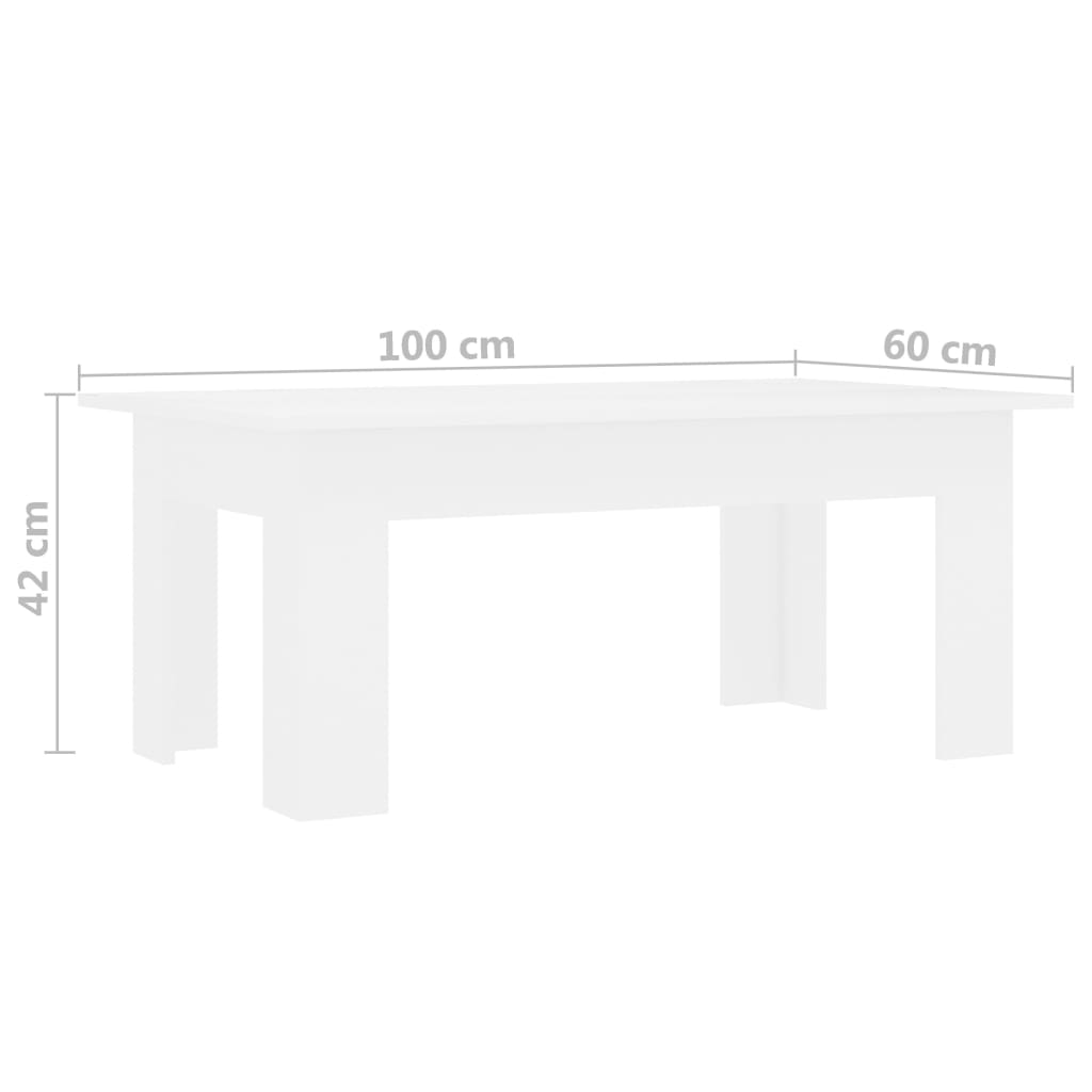 vidaXL Mesa de centro 100x60x42 cm derivados de madeira branco