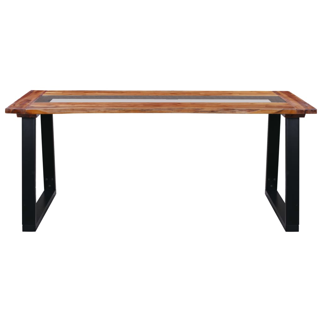 vidaXL Mesa de jantar 180x90x75 cm madeira de acácia maciça e vidro