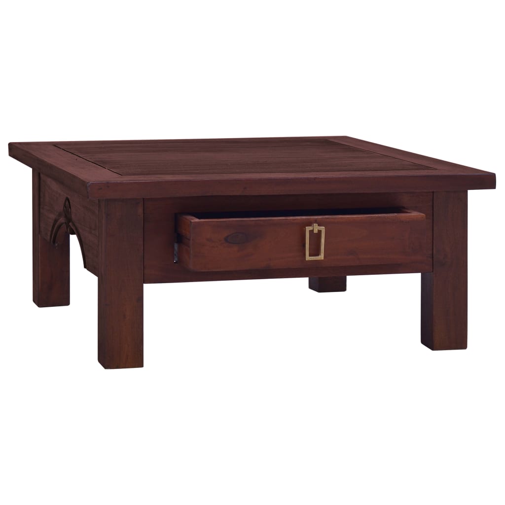 vidaXL Mesa de centro clássica 68x68x30 cm mogno maciço castanho