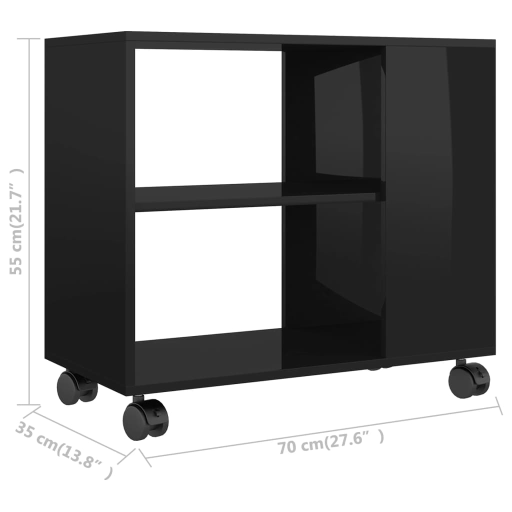 vidaXL Mesa de apoio 70x35x55 cm madeira processada preto brilhante