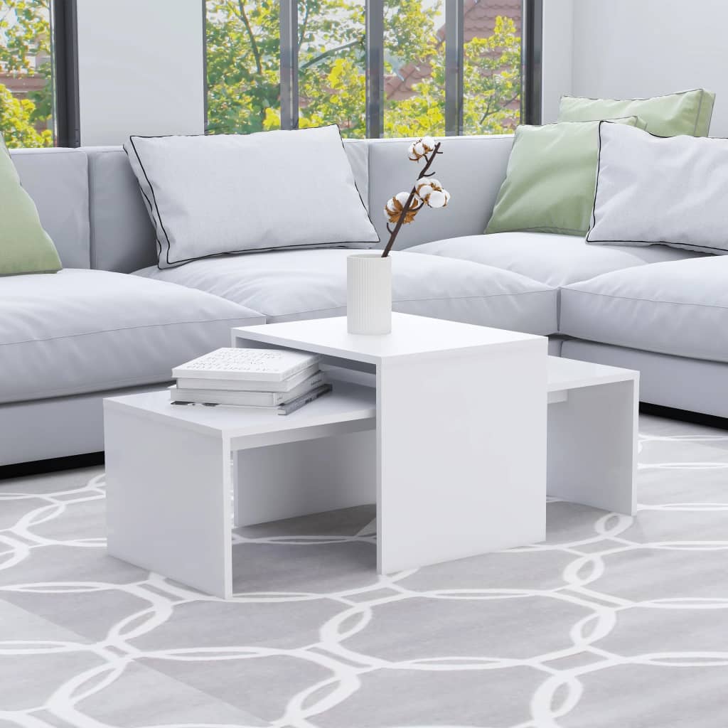 vidaXL Conjunto mesas de centro 100x48x40 cm contraplacado branco