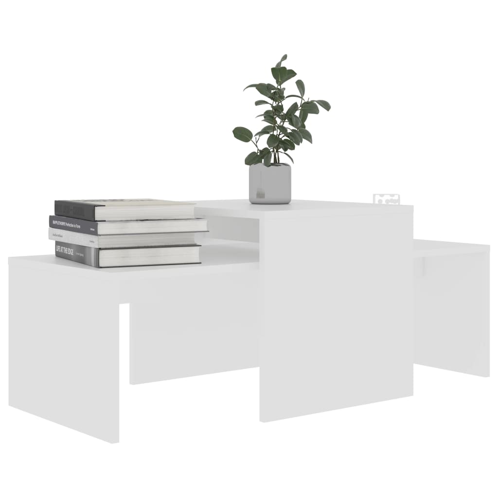 vidaXL Conjunto mesas de centro 100x48x40 cm contraplacado branco