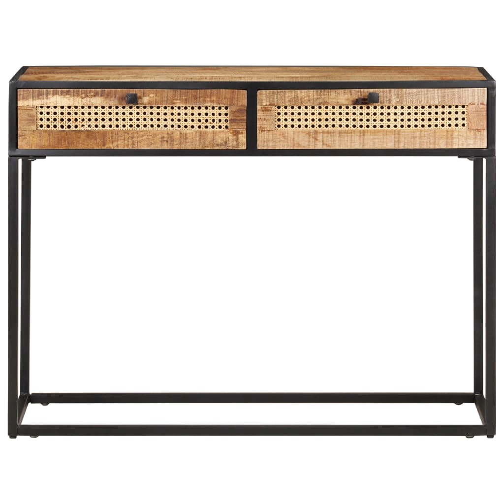 vidaXL Mesa consola 100x35x75 cm mangueira áspera e palha natural