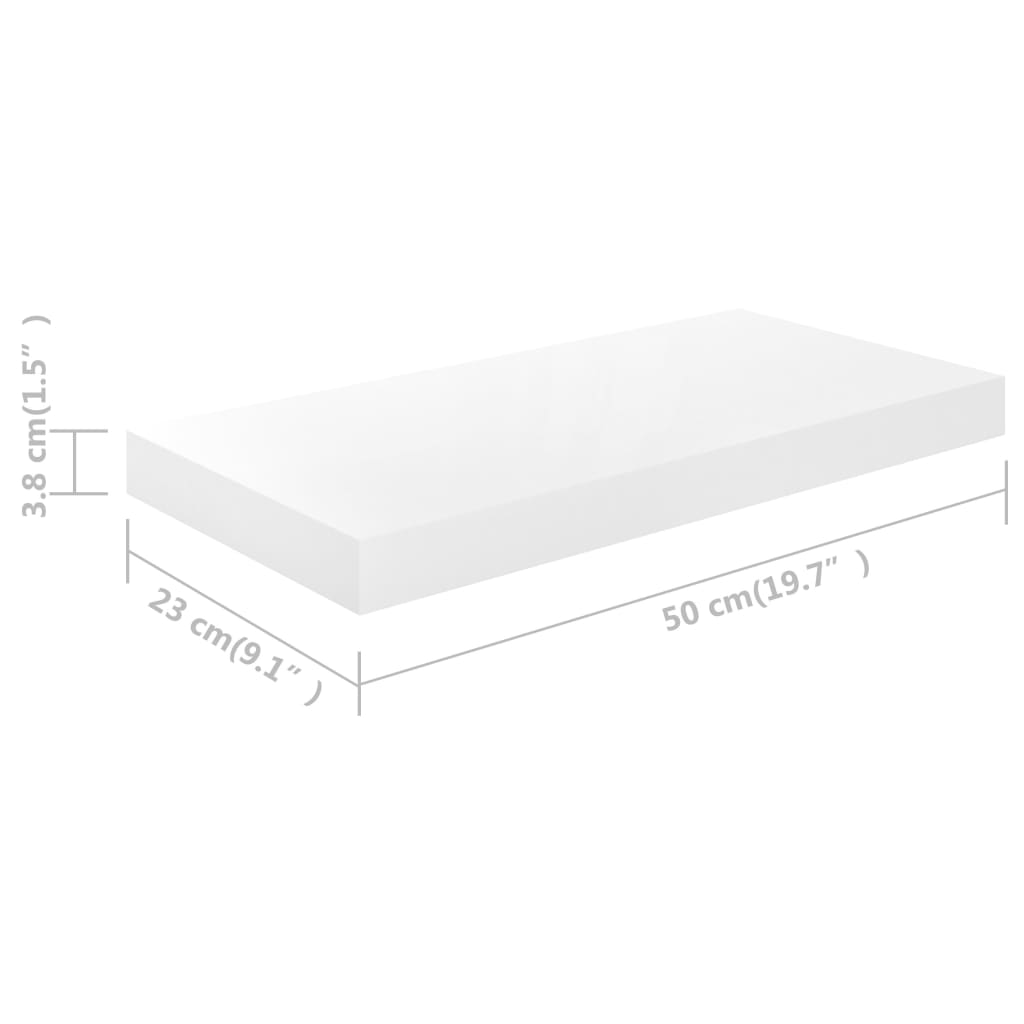 vidaXL Prateleiras de parede suspensas 2 pcs 50x23x3,8cm MDF branco