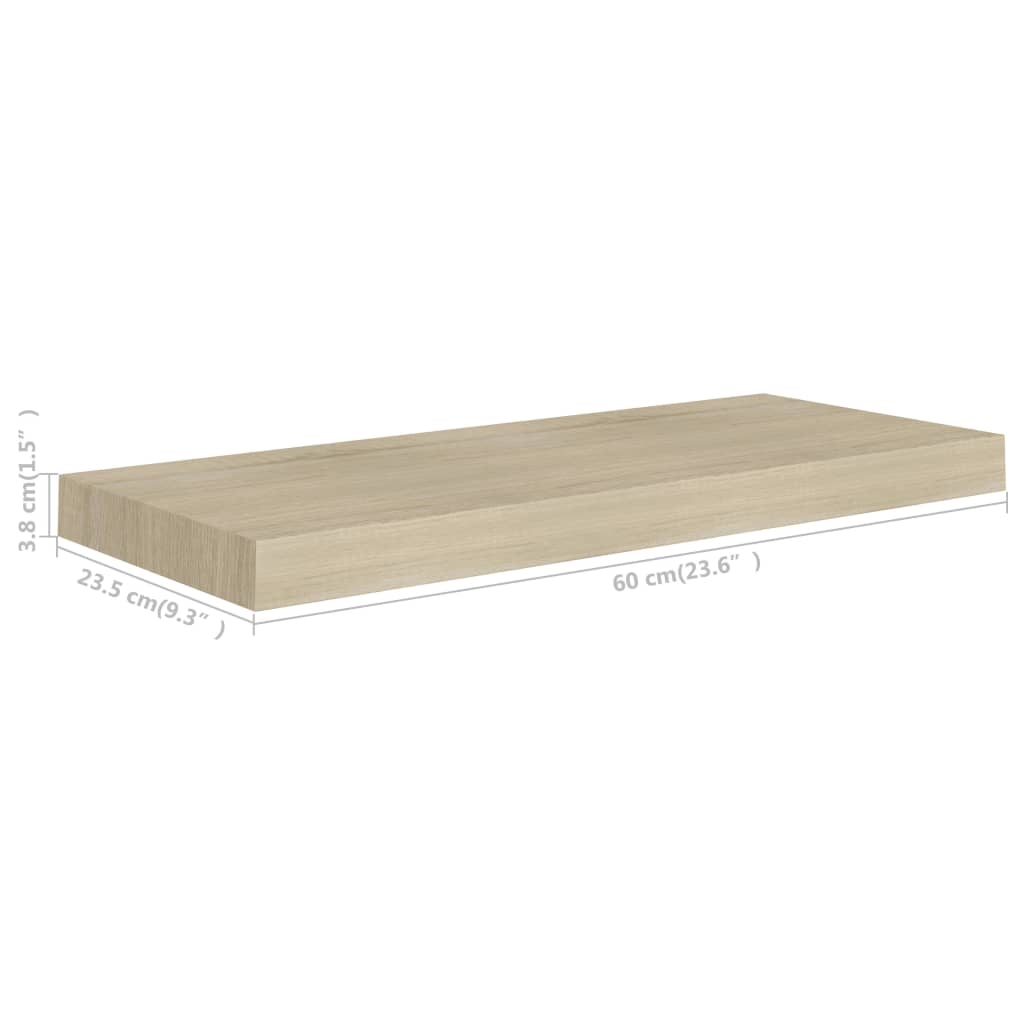 vidaXL Prateleiras parede suspensas 2 pcs 60x23,5x3,8 cm MDF carvalho