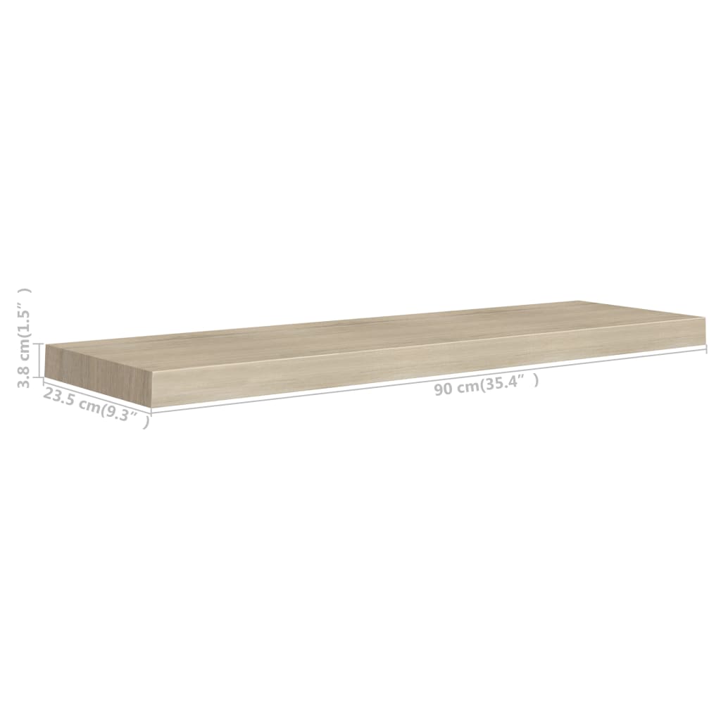 vidaXL Prateleiras parede suspensas 4 pcs 90x23,5x3,8cm MDF carvalho