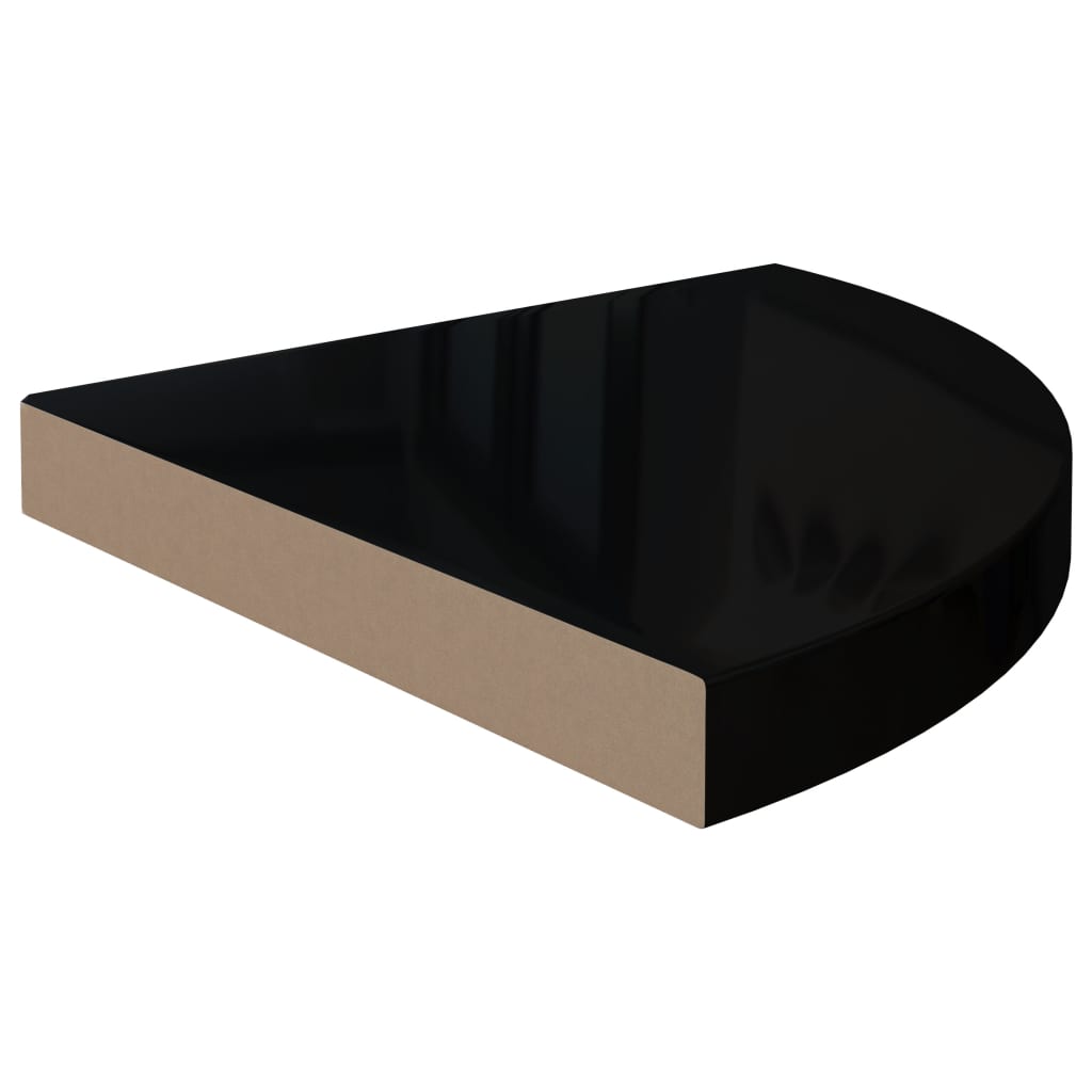 vidaXL Prateleiras canto suspensas 2 pcs 35x35x3,8cm MDF preto brilh.