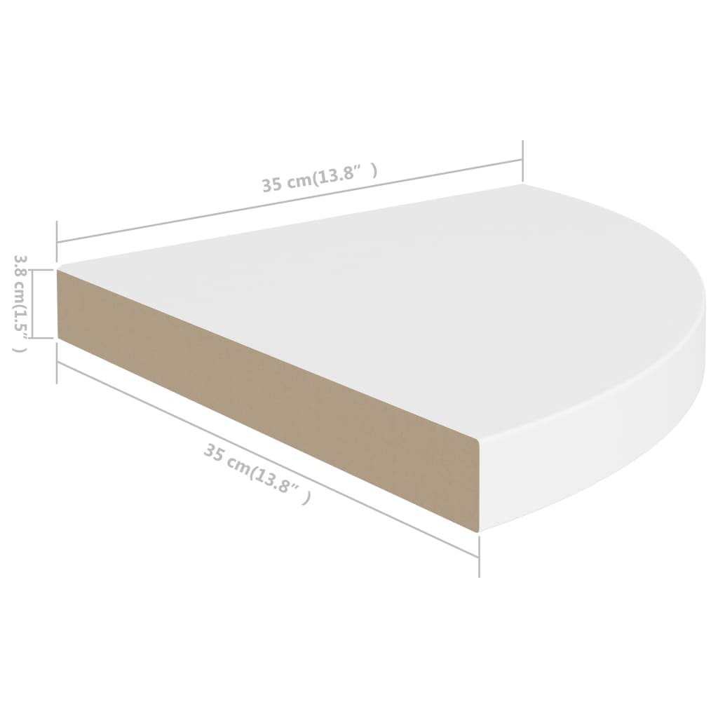 vidaXL Prateleiras de canto suspensas 4 pcs 35x35x3,8 cm MDF branco