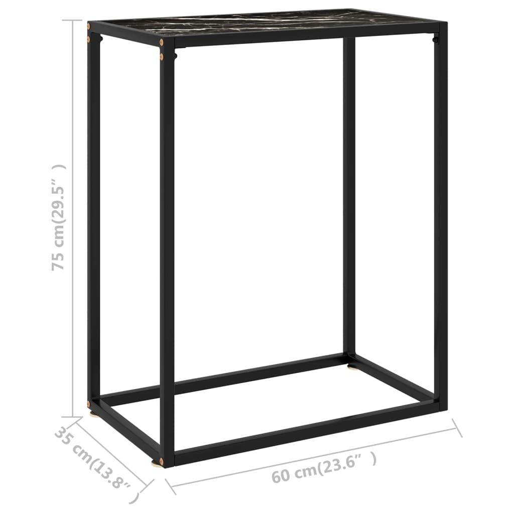 vidaXL Mesa consola 60x35x75 cm vidro temperado preto