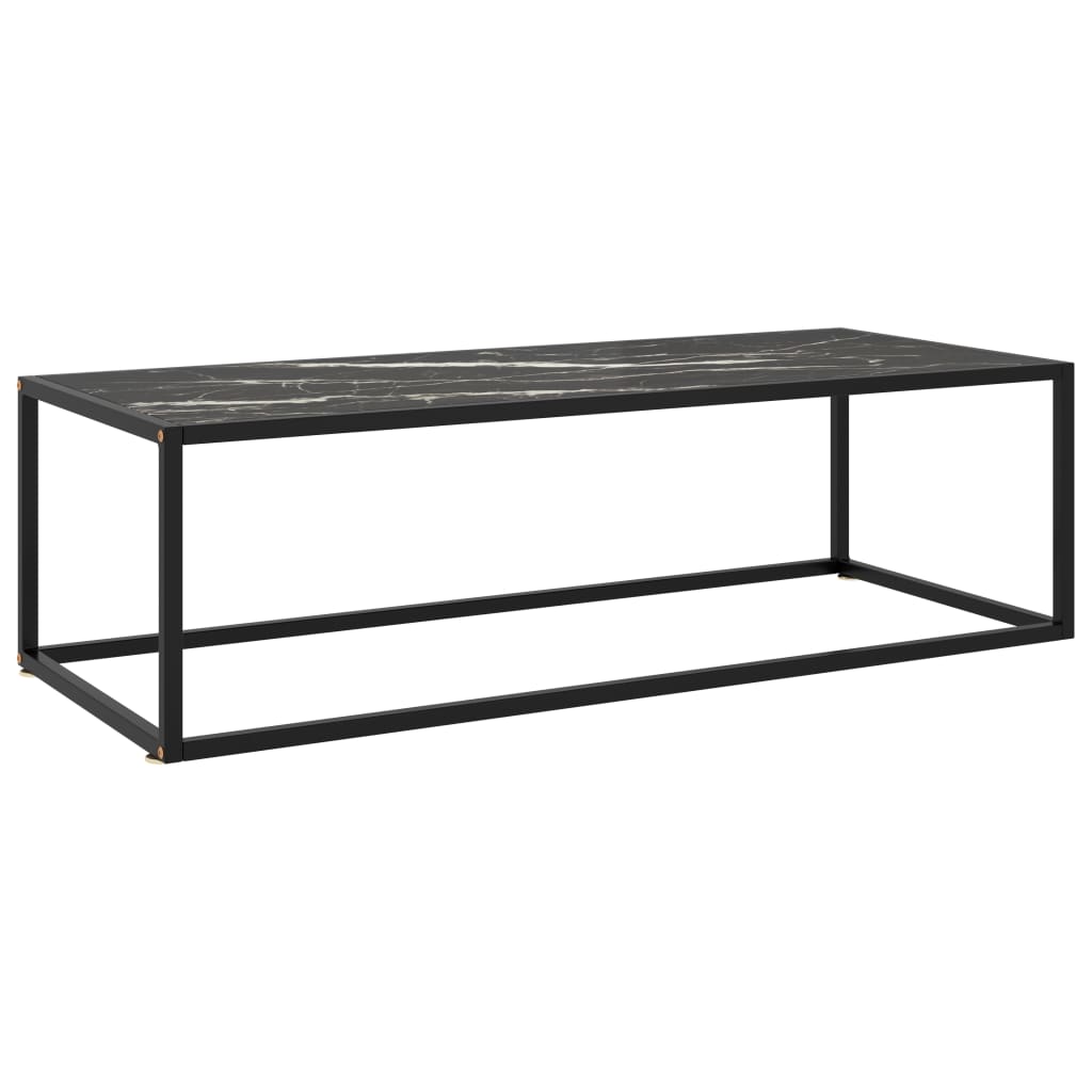 vidaXL Mesa de centro 120x50x35 cm preto com vidro mármore preto