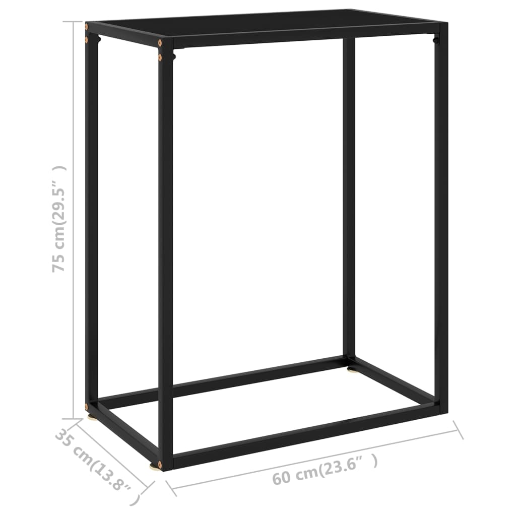 vidaXL Mesa consola 60x35x75 cm vidro temperado preto