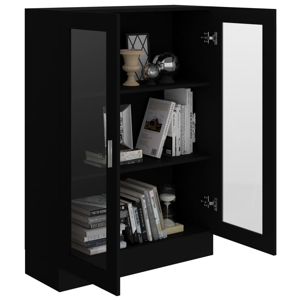 vidaXL Armário vitrine 82,5x30,5x115 cm contraplacado preto