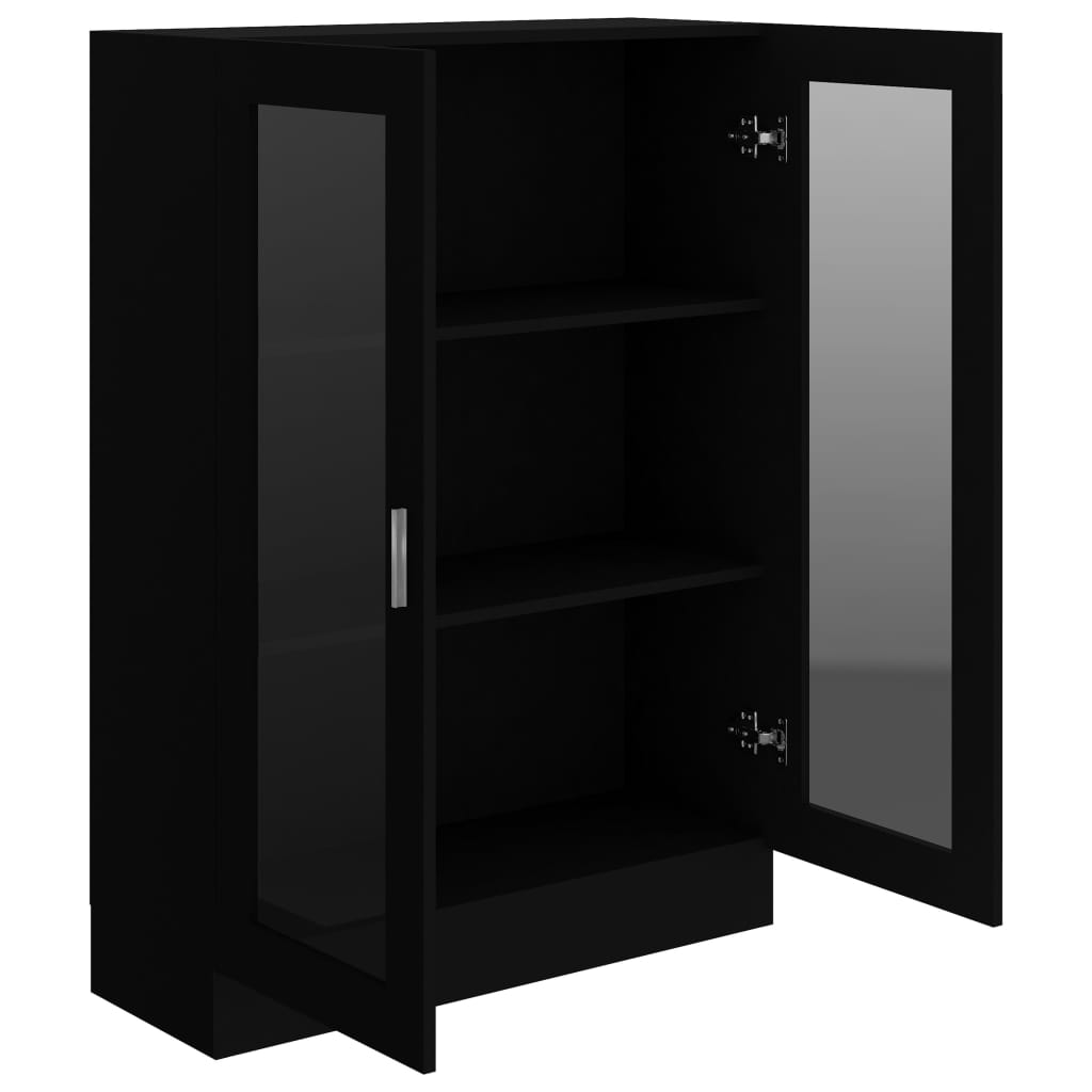 vidaXL Armário vitrine 82,5x30,5x115 cm contraplacado preto