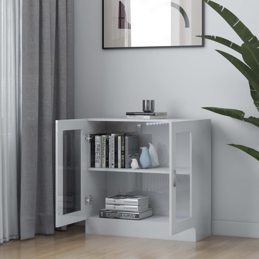 vidaXL Armário vitrine 82,5x30,5x80 cm contraplacado branco brilhante