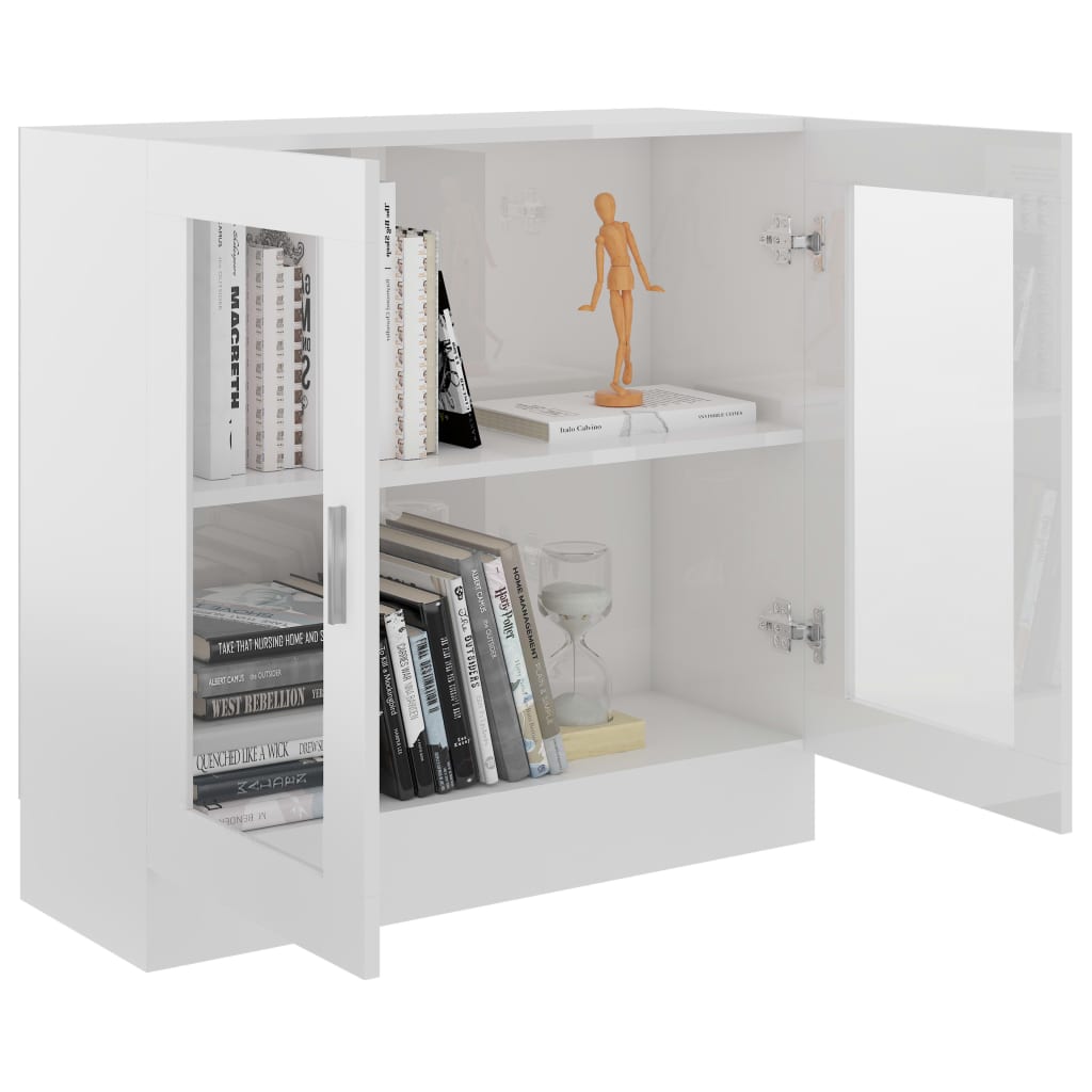 vidaXL Armário vitrine 82,5x30,5x80 cm contraplacado branco brilhante