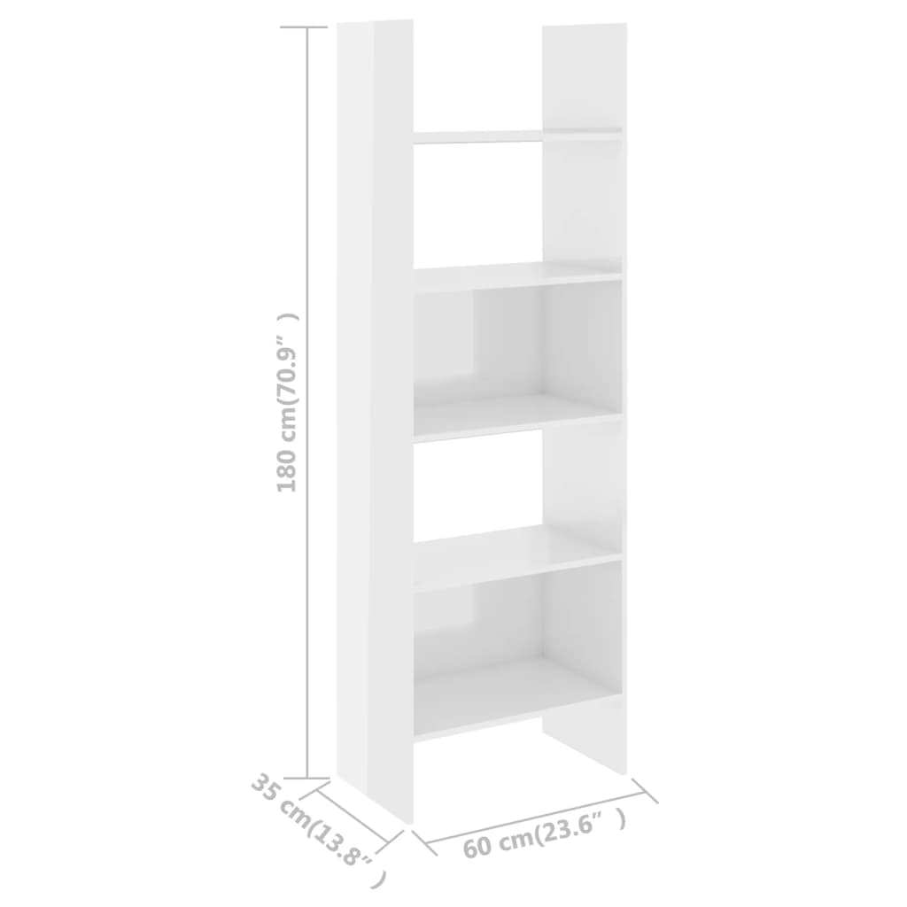 vidaXL Estante 60x35x180 cm derivados de madeira branco brilhante