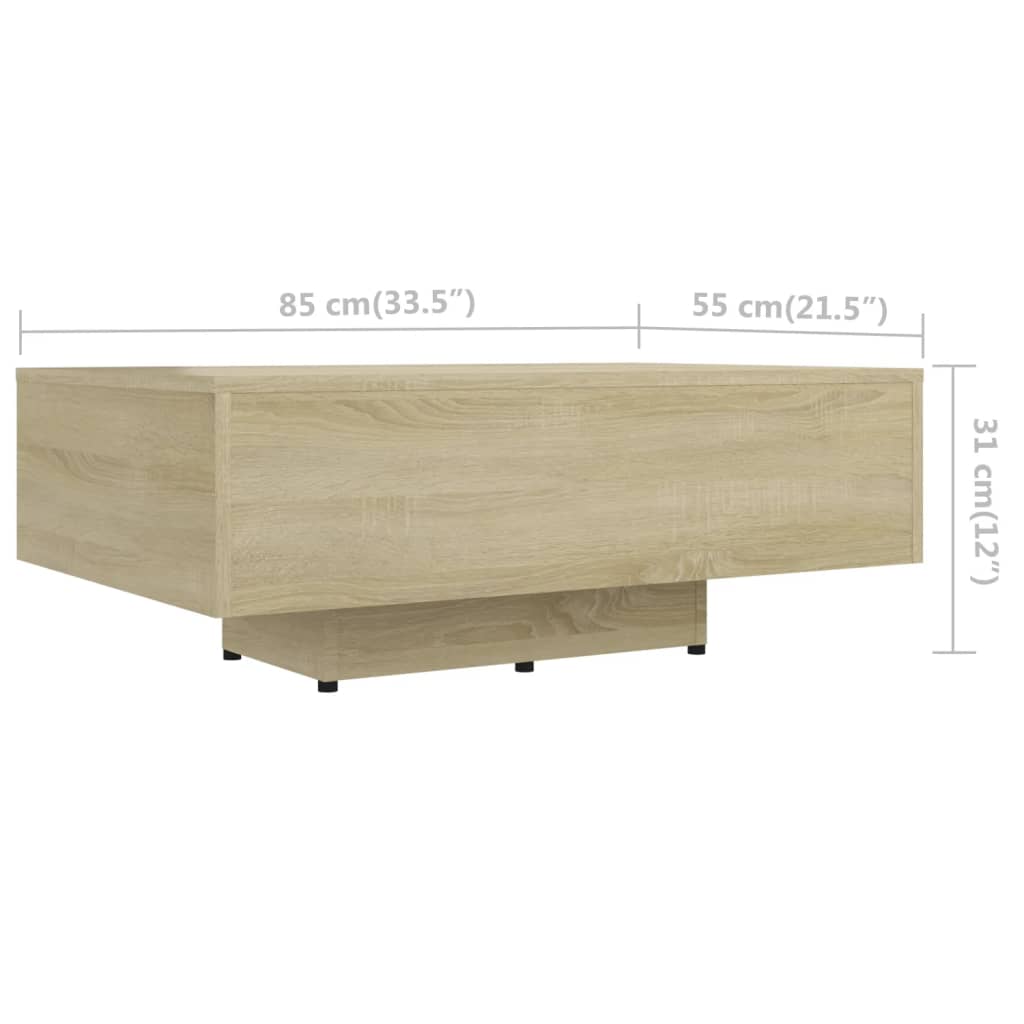 vidaXL Mesa de centro 85x55x31 cm contraplacado carvalho sonoma