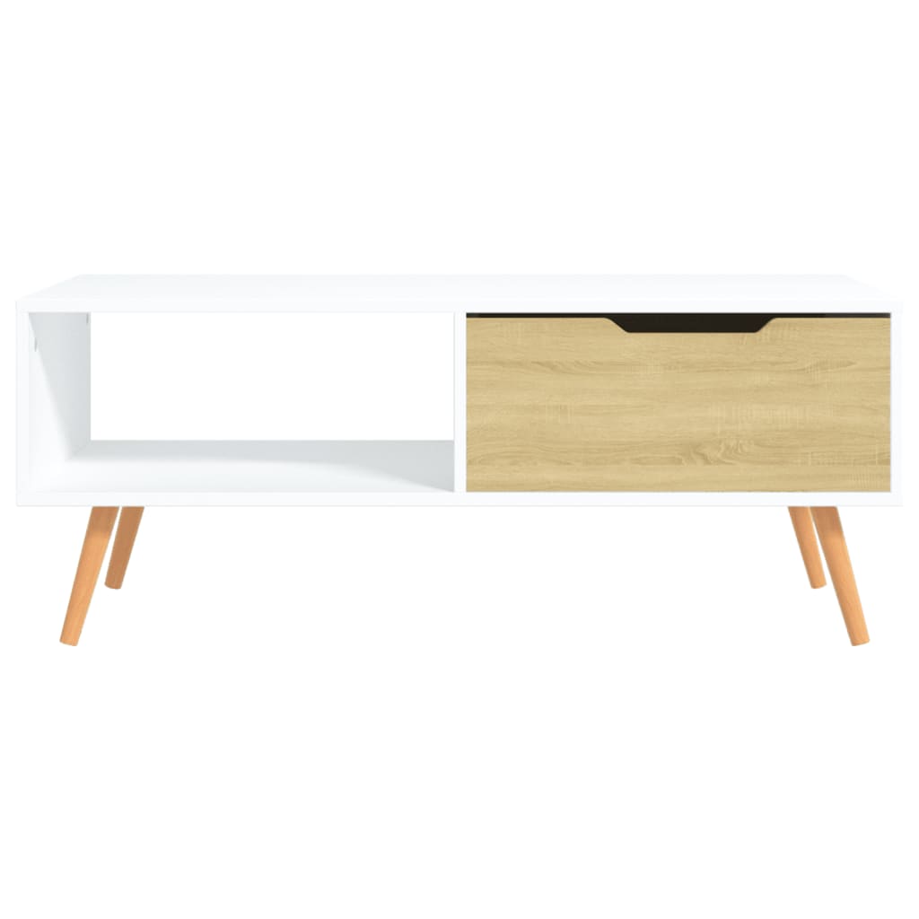 vidaXL Mesa de centro 100x49,5x43 cm aglomerado branco/carvalho sonoma