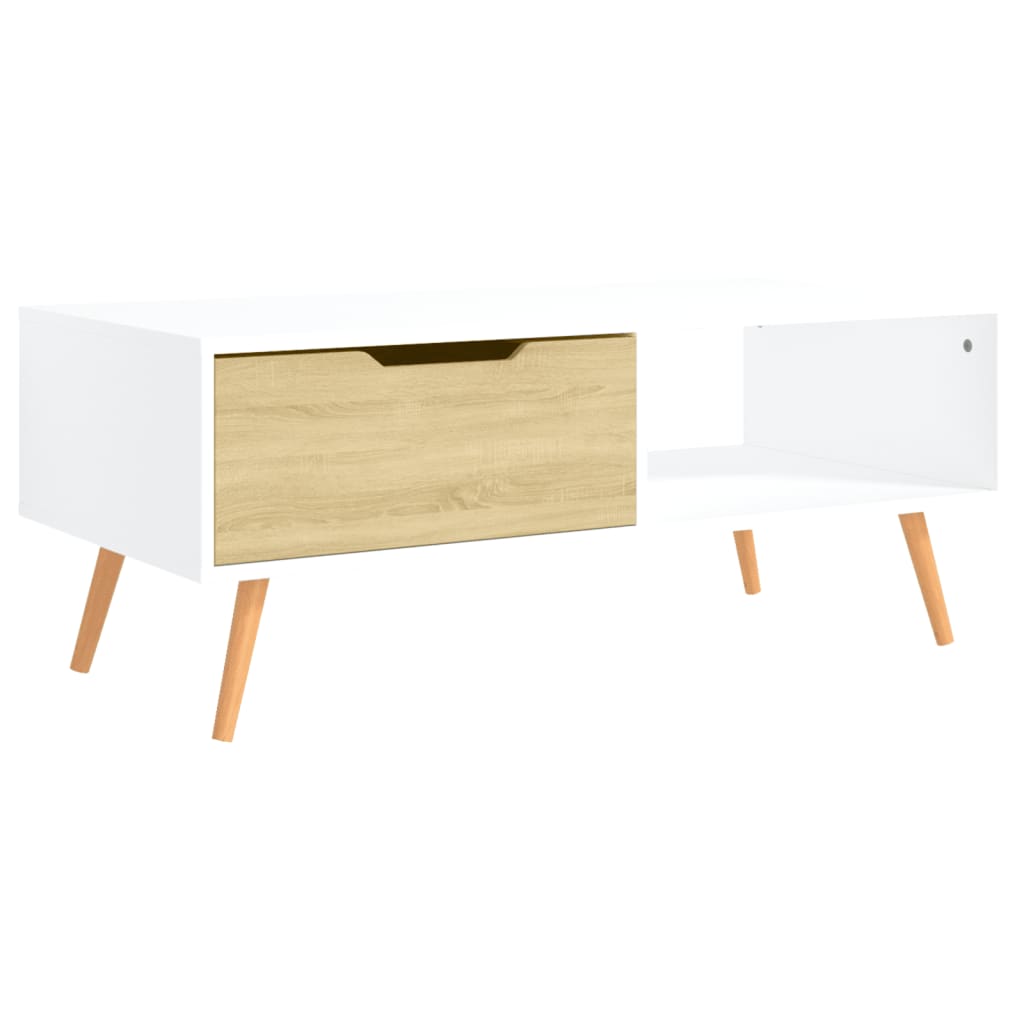 vidaXL Mesa de centro 100x49,5x43 cm aglomerado branco/carvalho sonoma