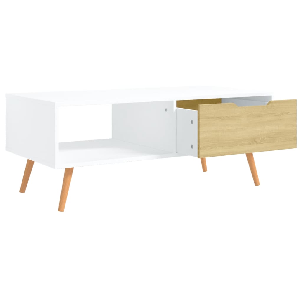 vidaXL Mesa de centro 100x49,5x43 cm aglomerado branco/carvalho sonoma